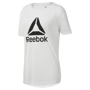 Koszulki Damskie Reebok WOR Logo Białe PL 41BETNU